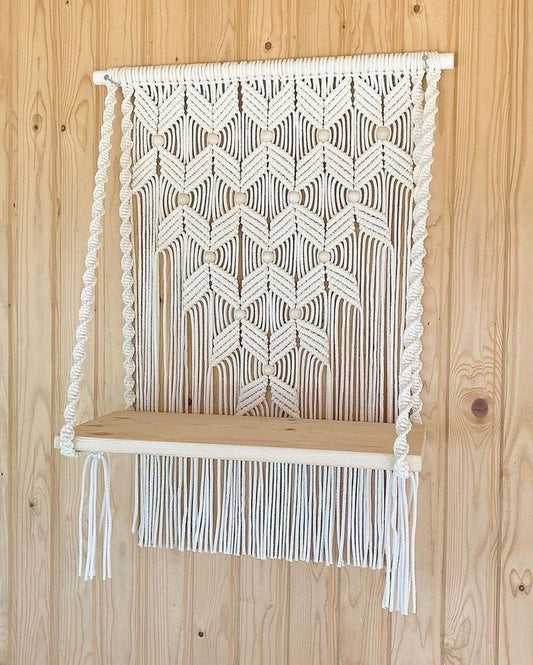 MACRAME WOODEN SHELF HANGER