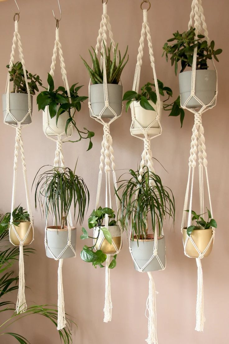 Mom's Rope Set of 5 Double Macrame Plant Hanger