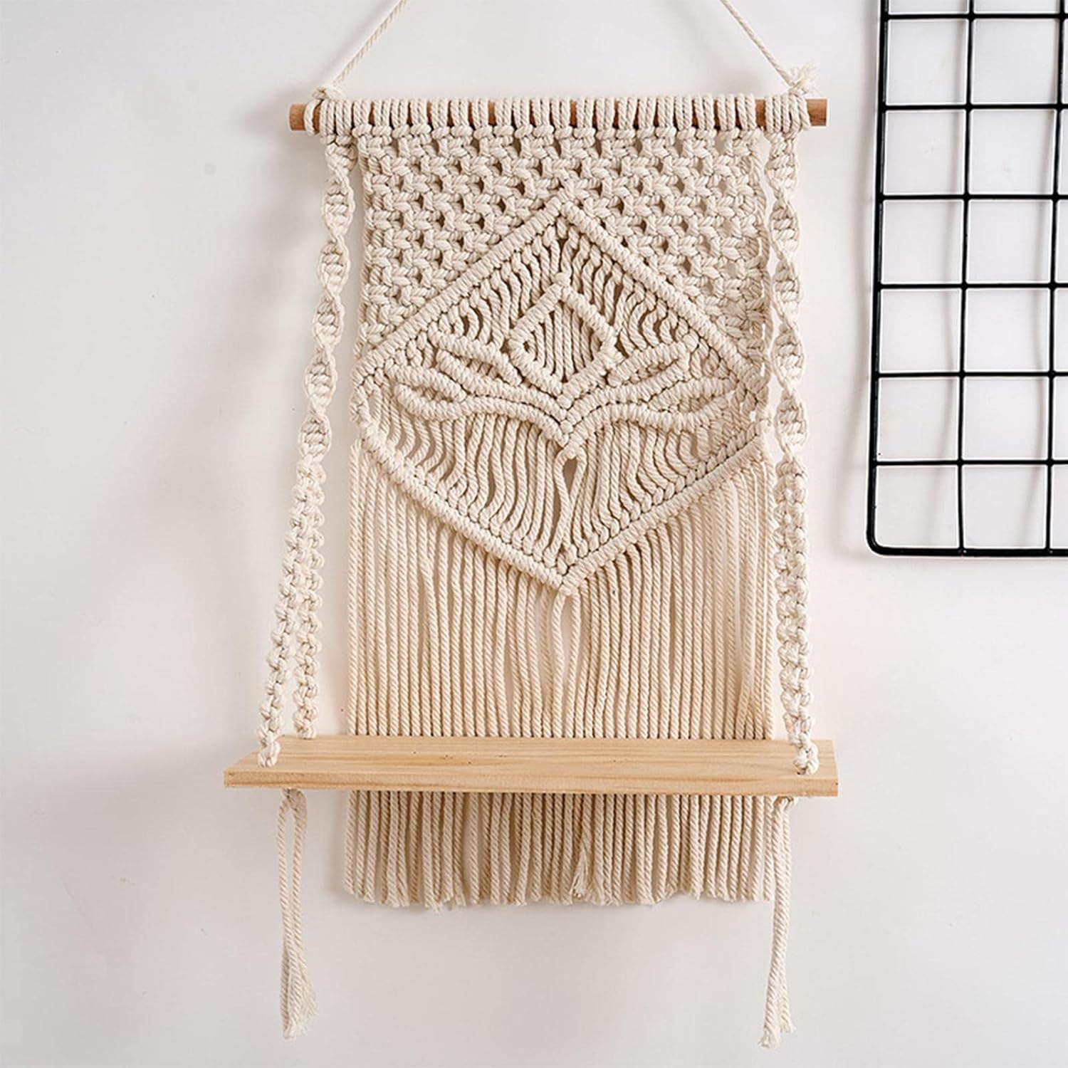 Mom's Rope Indoor Macrame Wooden Shelf Hanger