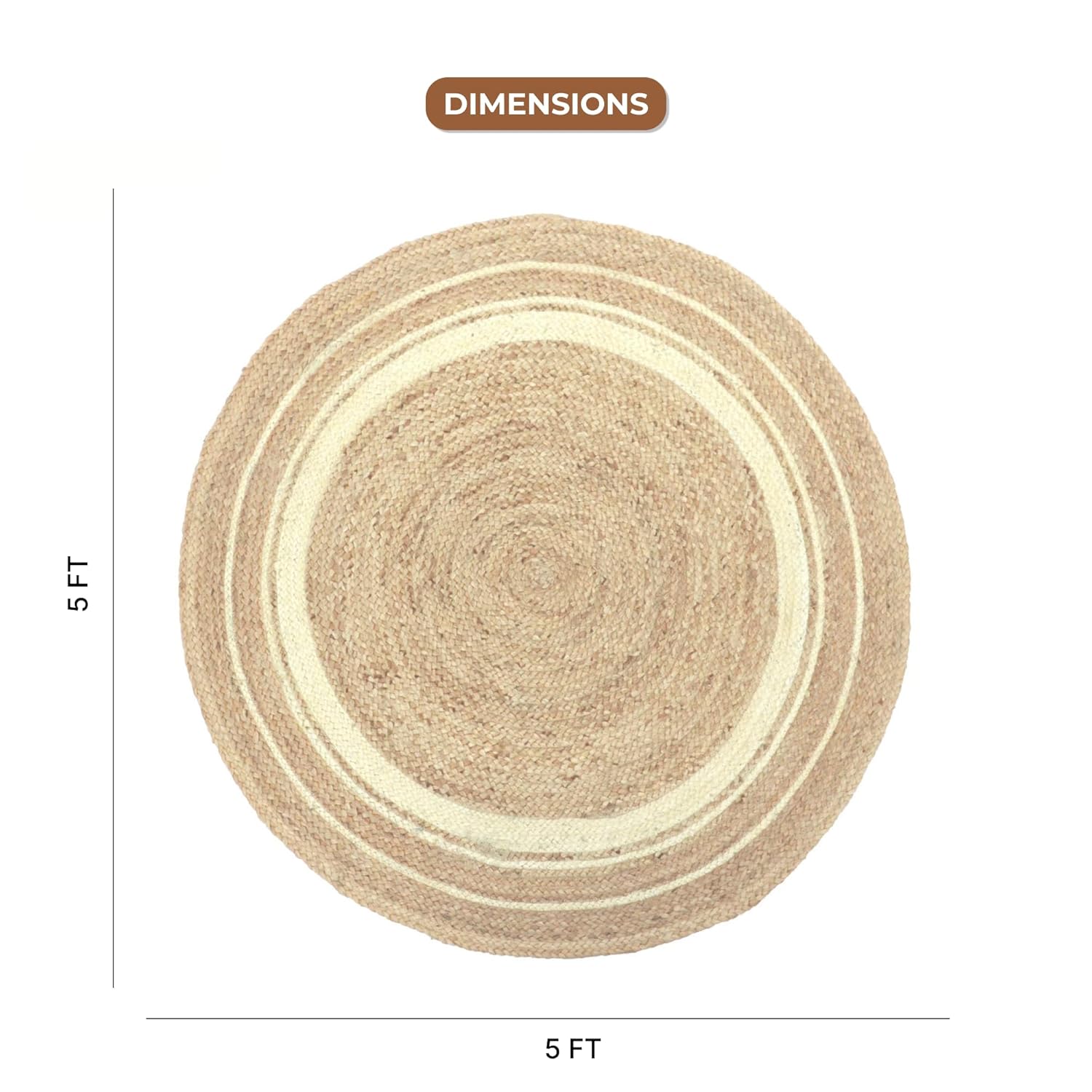 Round Jute Rug (Jute + White) | Large 5ft
