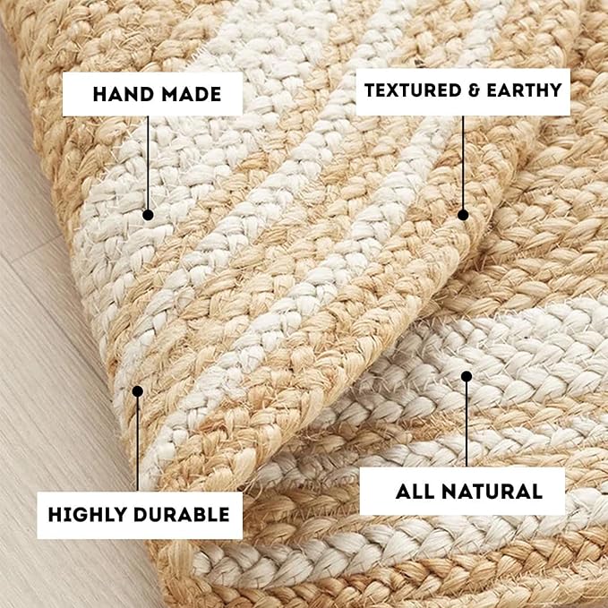 Round Jute Rug (Jute + White) | Medium 4ft