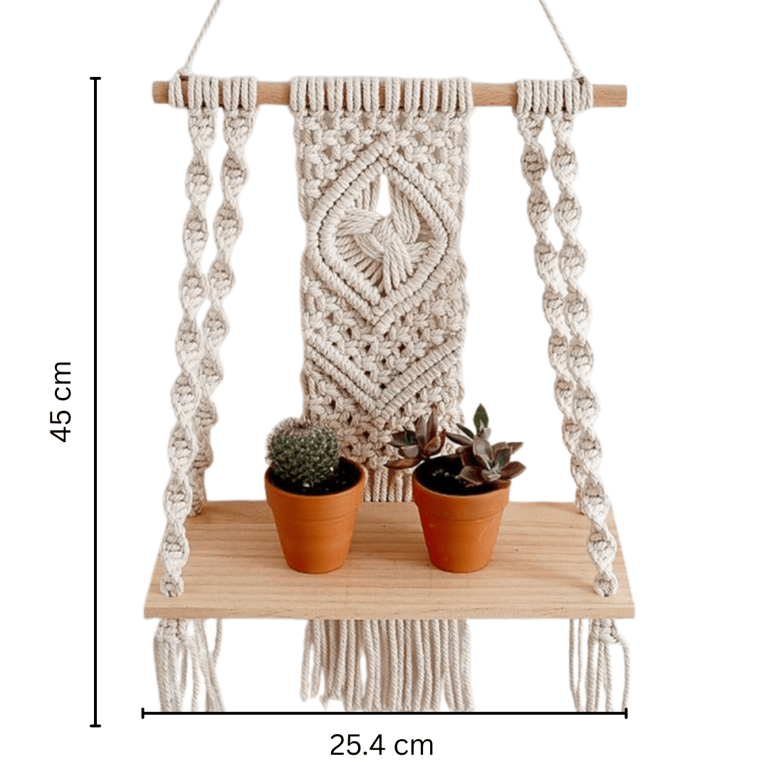 Bohemian Macrame Wooden Shelf Hanger | Macrame Hangers