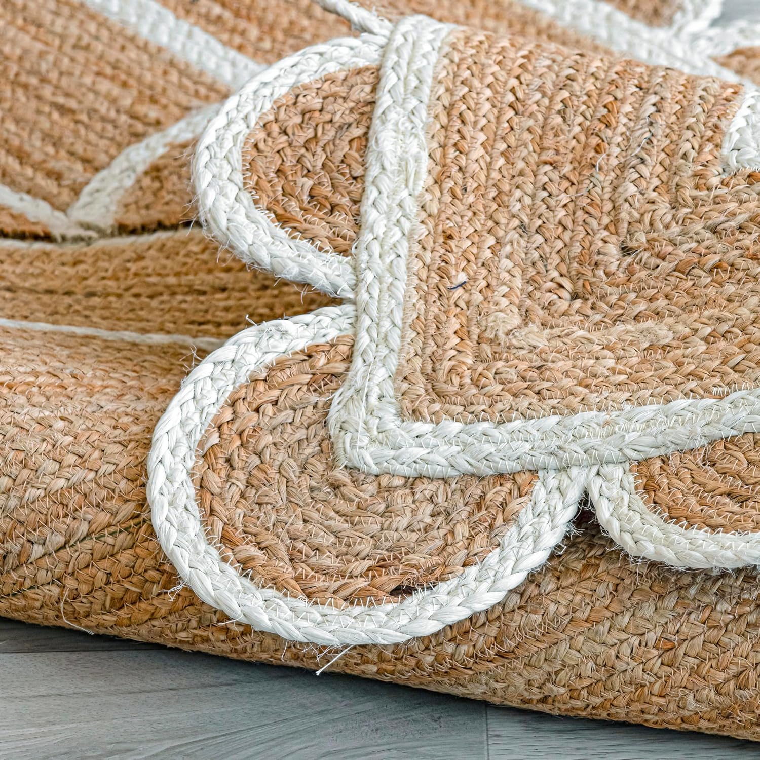 Natural Jute Area Rug | Natural Base Off White | 3 feet x 5 feet - Rug