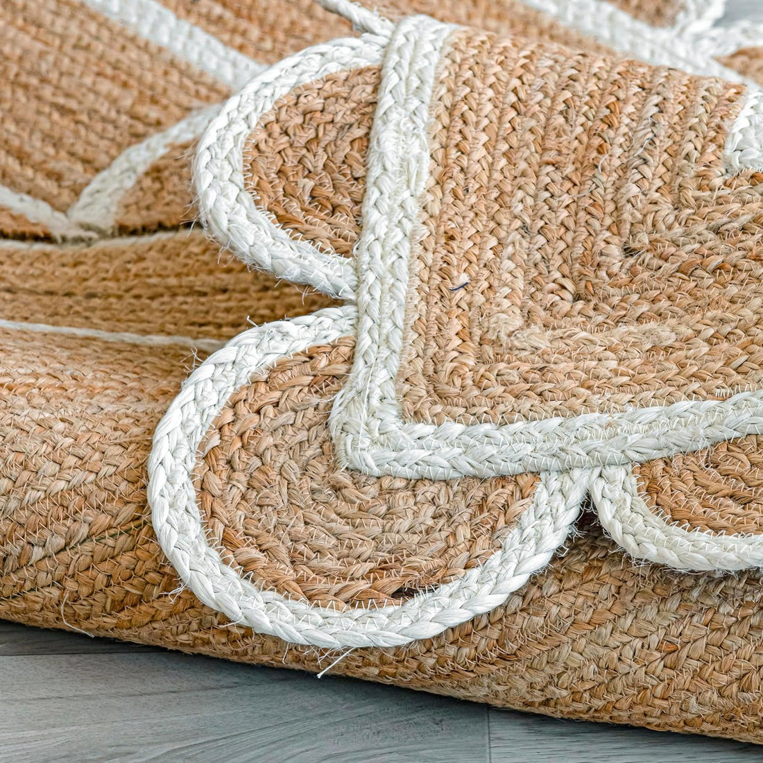 Natural Jute Area Rug | Natural Base Off White | 3 feet x 5 feet - Rug