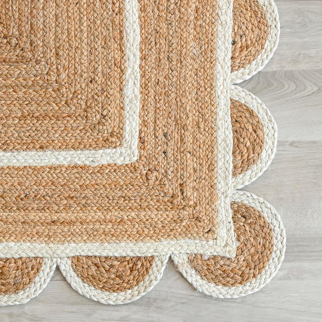 Natural Jute Area Rug | Natural Base Off White | 3 feet x 5 feet - Rug