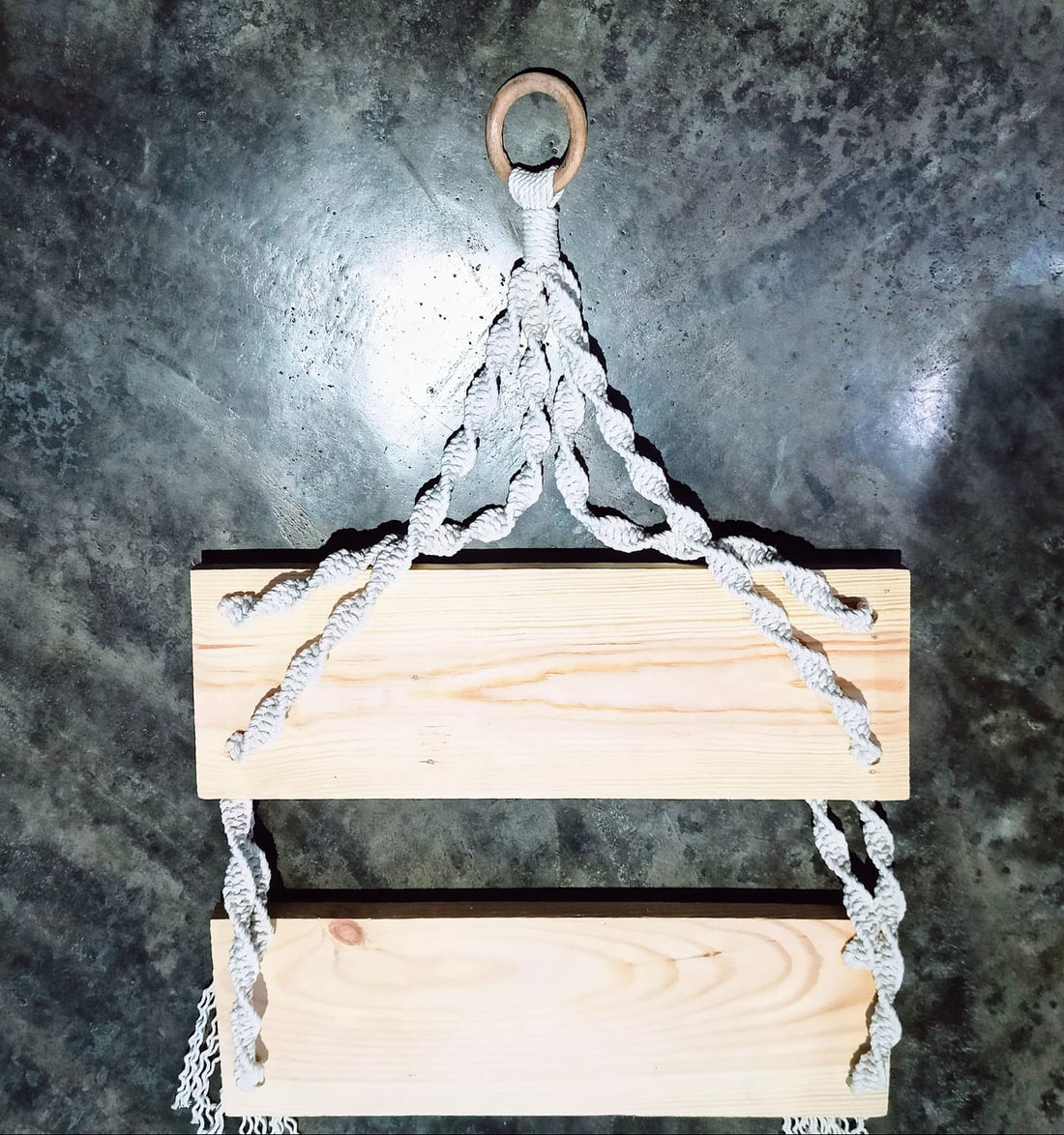 Bohemian Macrame Wall Shelf | Macrame Wall Hanging Plant Hanger with Double Shelf | Boho Macrame Plants Hanger with Wooden Shelf | Aesthetic Home Decor | Macrame with Double wooden Shelf | Living Room Decor