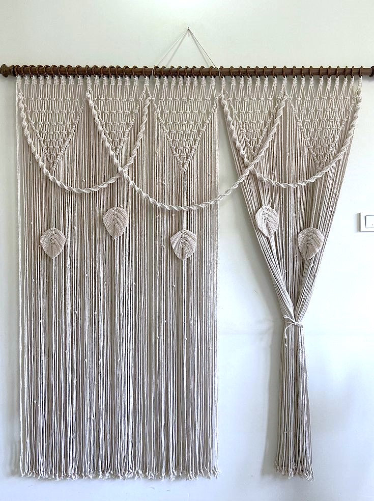 Macrame Curtains For Room and Window | Lage Macrame Backdrop Curtain Online