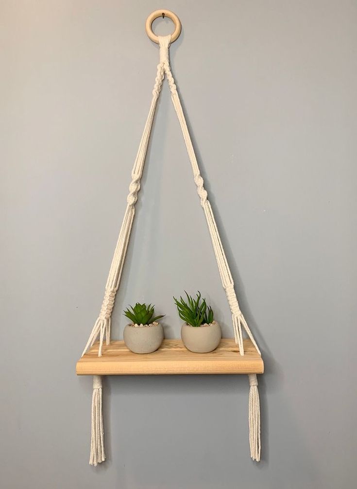 Macrame Wooden Hanging Shelf
