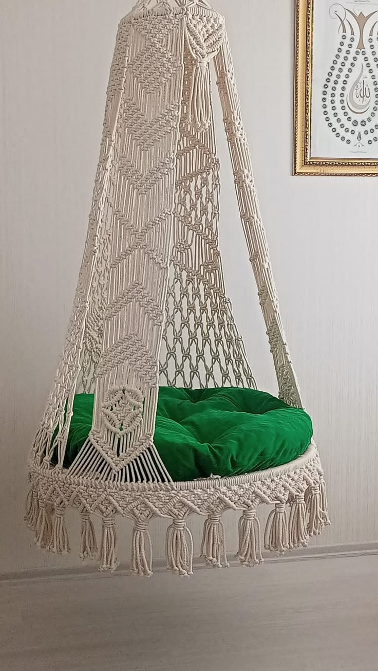 Classic White Macrame Swing with Mattress