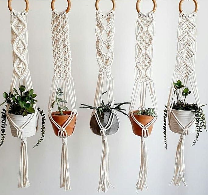 Five Handcrafted Plant Hangers | 5 Plant Hanger Set | Hanging Planters