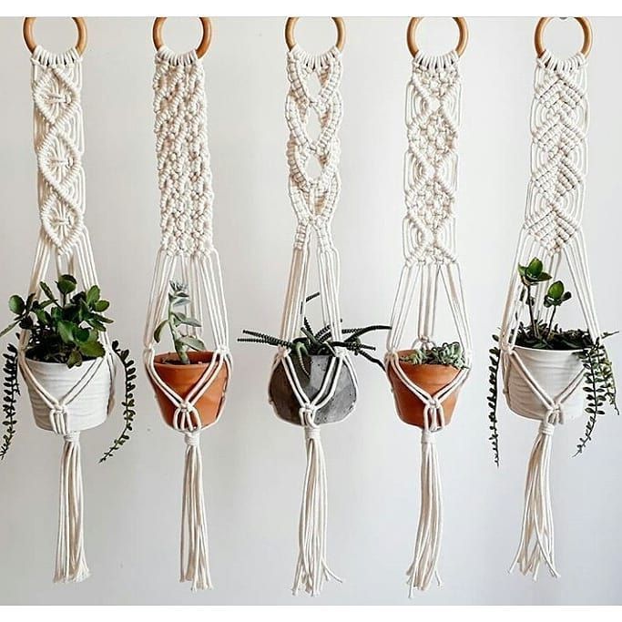 Five Handcrafted Plant Hangers | 5 Plant Hanger Set | Hanging Planters