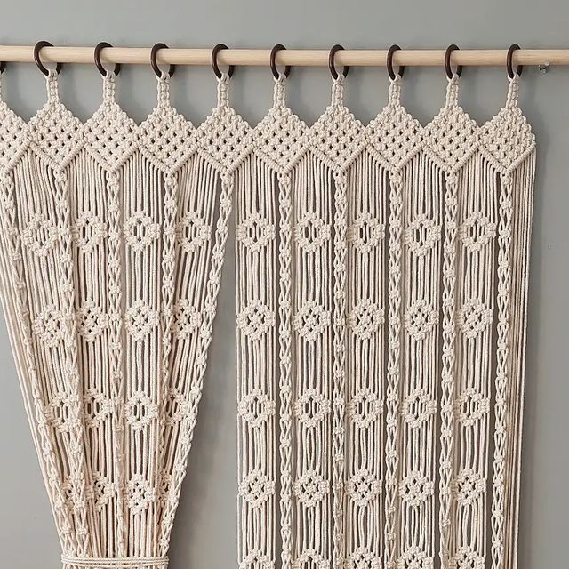 Handmade Macrame Curtain | Macrame Room and Window Curtain