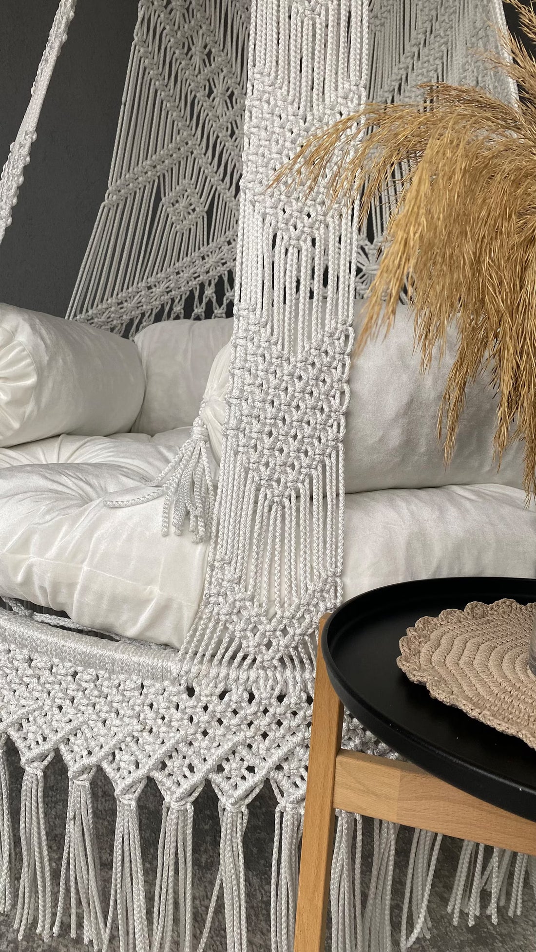Cloud Macrame Swing with Mattress and Cushion