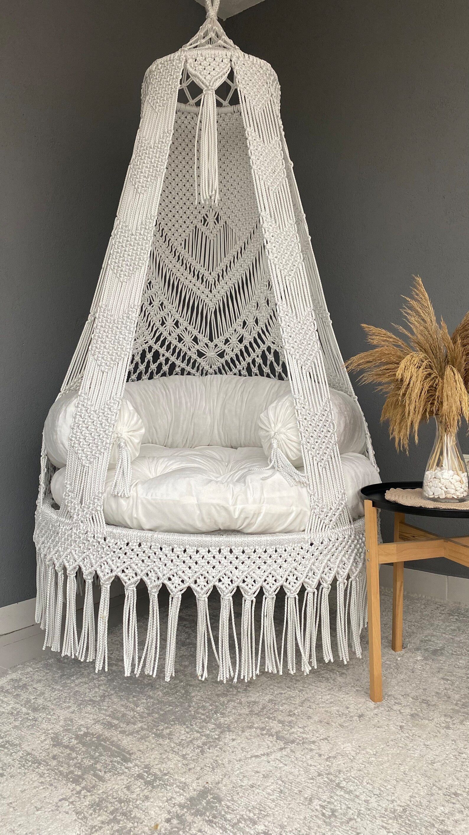 Cloud Macrame Swing with Mattress and Cushion