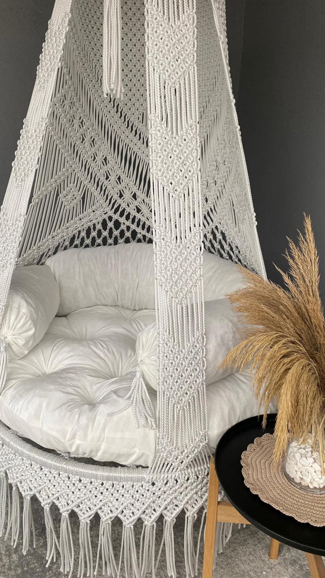 Cloud Macrame Swing with Mattress and Cushion