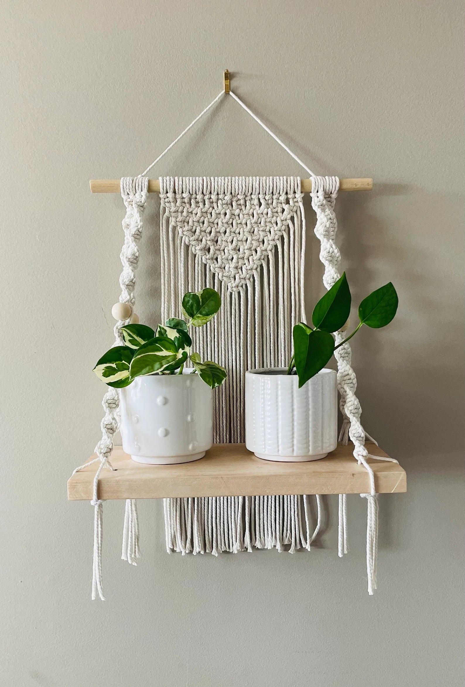 Bohemian Macrame Wooden Shelf | Indoor Plants Hanger
