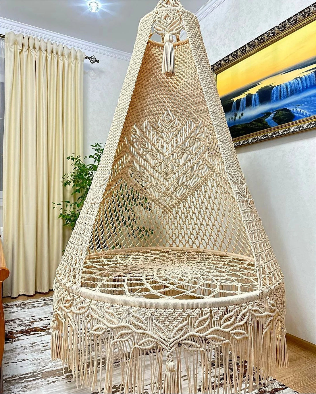Forest Macrame Swing with Mattress and Cushion