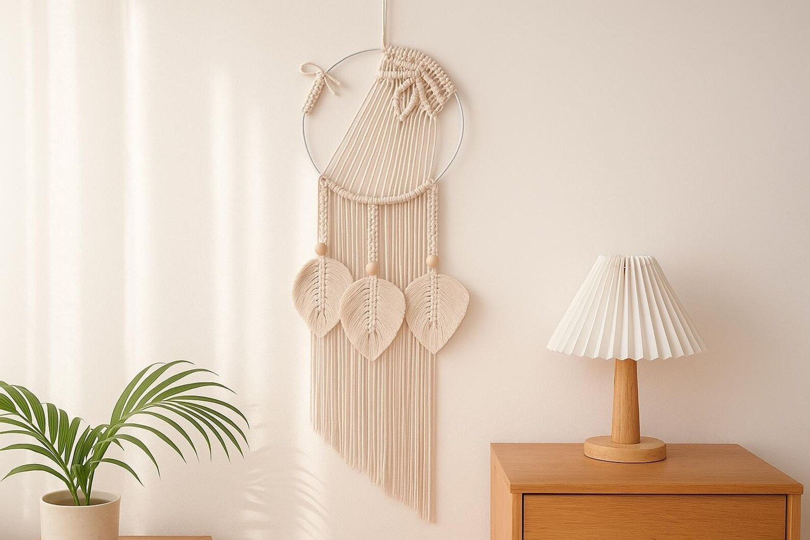 Macrame Dream Catcher Wall Hanging | Macramé Leaf Wall Hanging