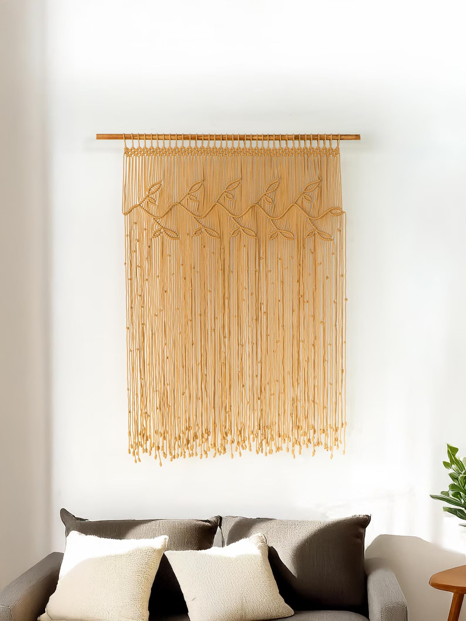 Mom's Rope Macrame Leaf Doorway Curtain: Boho Room Divider