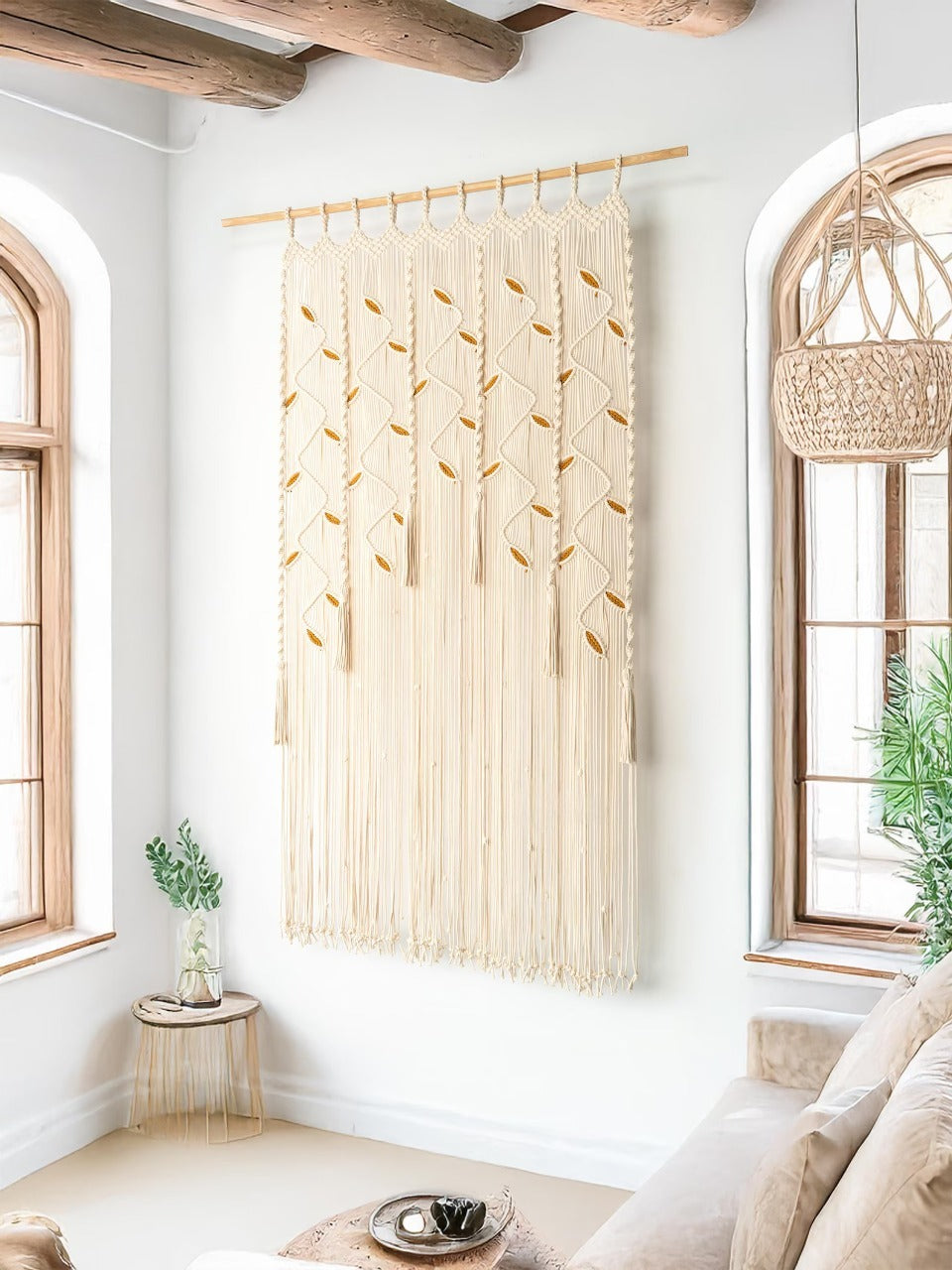 Mom's Rope Macrame Tassel Door Curtain - Large Macrame Cover for Window