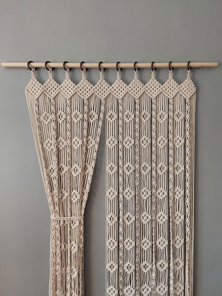 Handmade Macrame Curtain | Macrame Room and Window Curtain