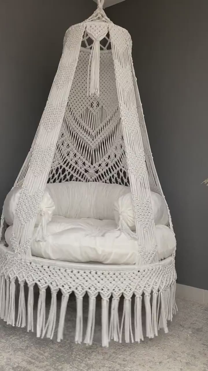 Cloud Macrame Swing with Mattress and Cushion
