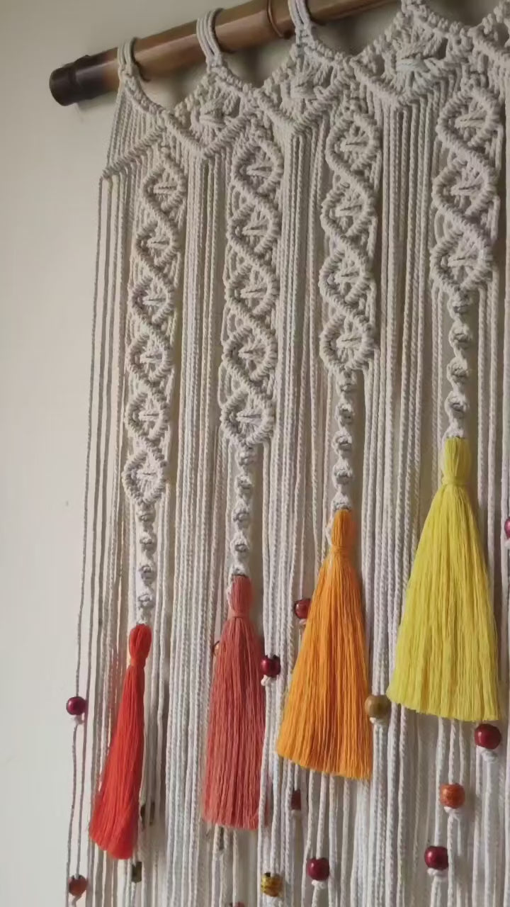 Macrame Curtain Boho Design | Macrame Room and Window Curtain