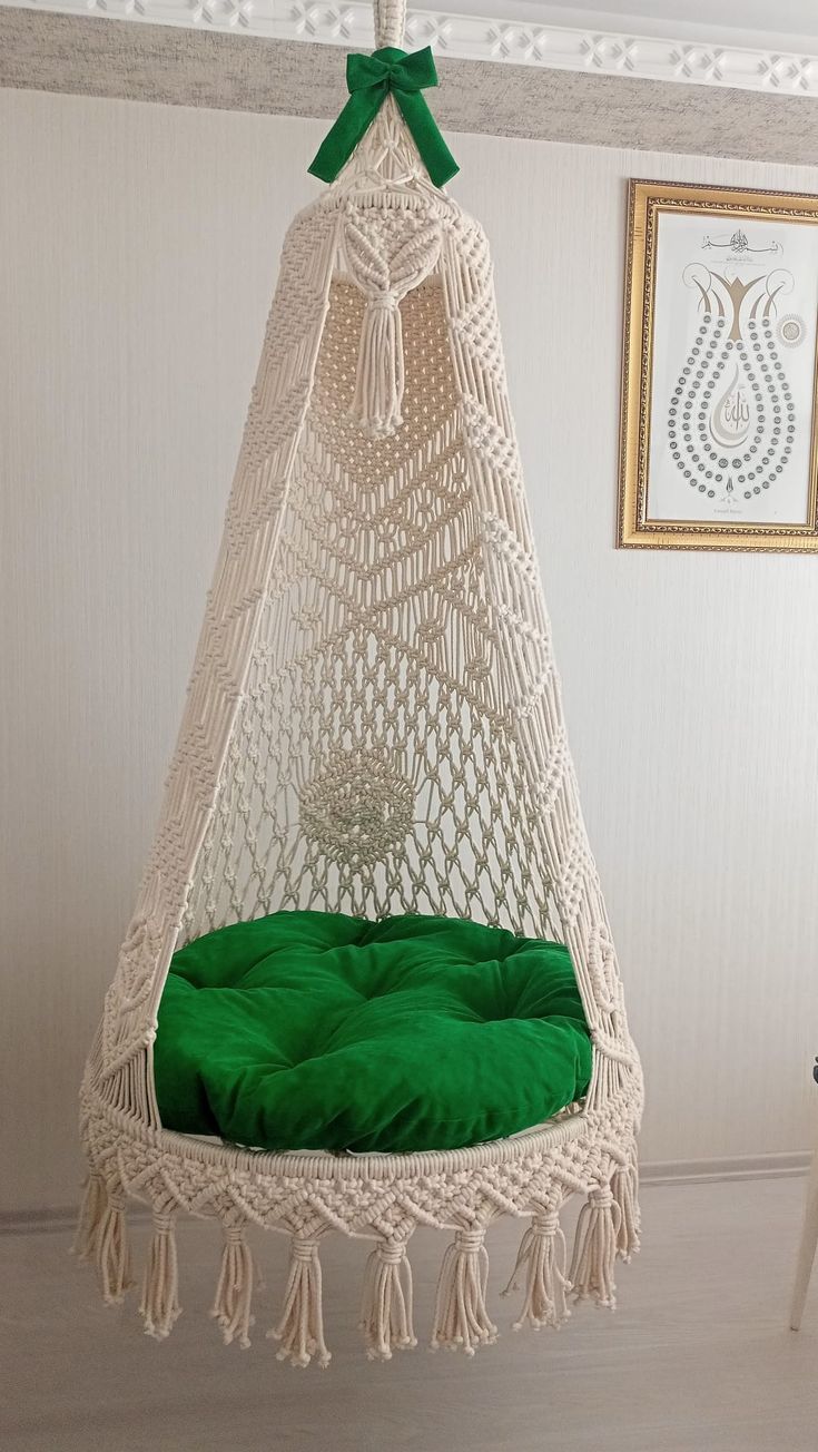 Classic White Macrame Swing with Mattress